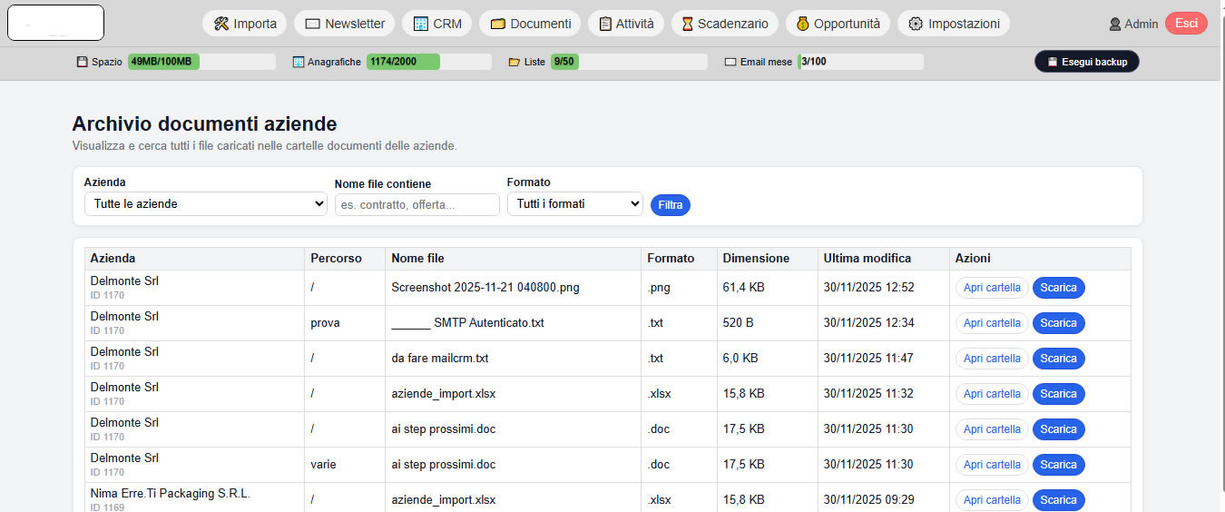 Archiviazione documentale file